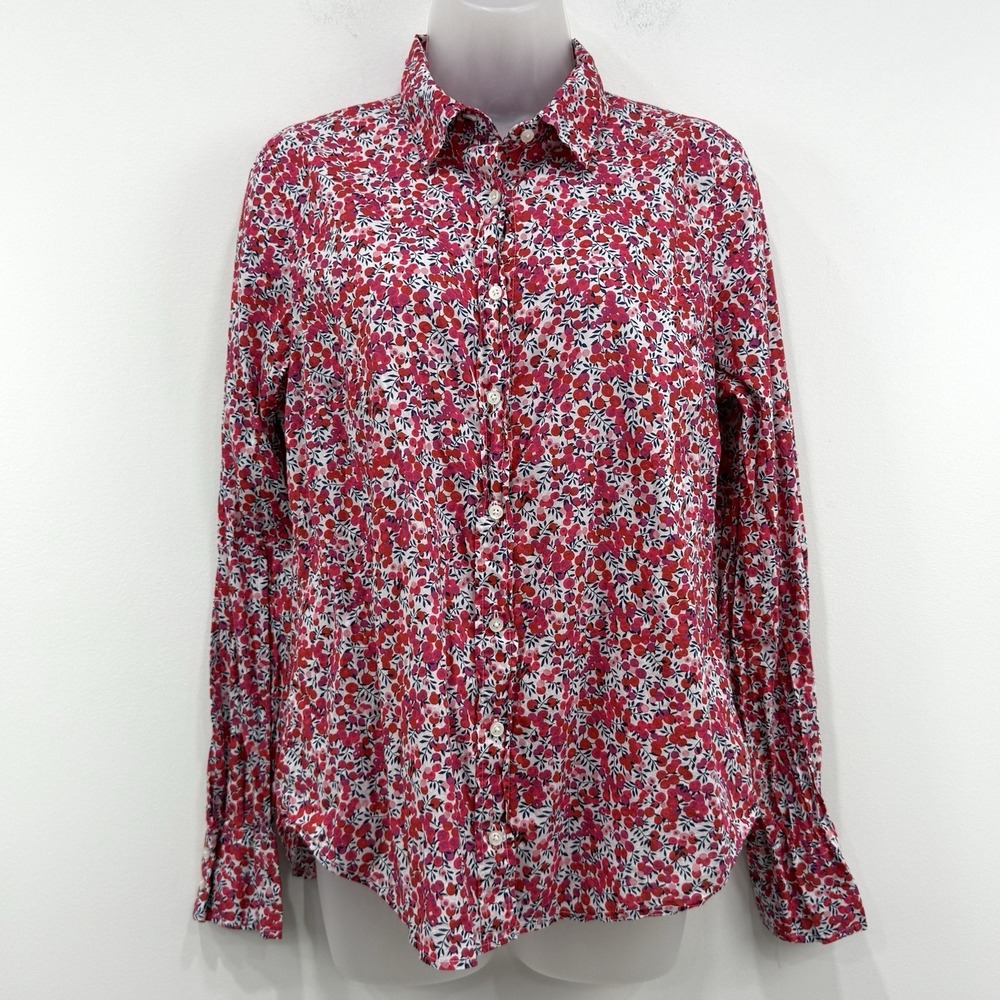 J Crew Cotton Poplin Perfect Shirt 12 Liberty Wiltshire Preppy Ditsy Floral